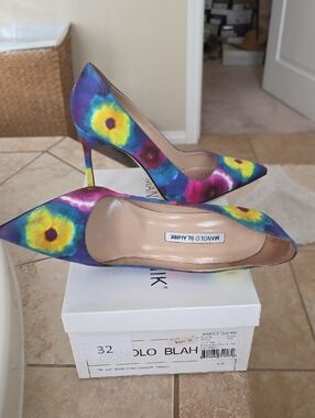Manolo Blahnik Multicolor Tie-Dye Pumps - Blue, Yellow, Pink, Purple